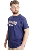 Mode XL Büyük Beden Erkek T-shirt CHICAGO 23105 İndigo thumbnail 2