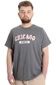 Mode XL Büyük Beden Erkek T-shirt CHICAGO 23105 Antramelanj - 1