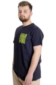 Mode XL Büyük Beden Erkek T-shirt OUTSIDE 23106 Lacivert thumbnail 2