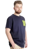 Mode XL Büyük Beden Erkek T-shirt OUTSIDE 23106 Lacivert thumbnail 3