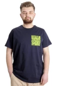 Mode XL Büyük Beden Erkek T-shirt OUTSIDE 23106 Lacivert thumbnail 1