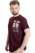 Mode XL Büyük Beden Erkek T-shirt NEW YORK 23113 Mürdüm thumbnail 2