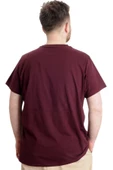 Mode XL Büyük Beden Erkek T-shirt NEW YORK 23113 Mürdüm thumbnail 4