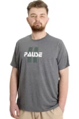Mode XL Büyük Beden Erkek T-shirt PAUSE 23109 Antramelanj thumbnail 1