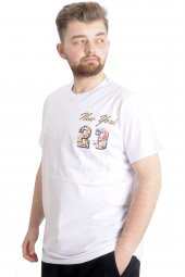 Mode XL Büyük Beden Erkek T-shirt NEW YORK 23113 Beyaz - 2