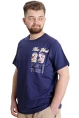 Mode XL Büyük Beden Erkek T-shirt NEW YORK 23113 İndigo thumbnail 2