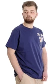 Mode XL Büyük Beden Erkek T-shirt NEW YORK 23113 İndigo thumbnail 3
