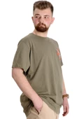Mode XL Büyük Beden Erkek T-shirt NO GUEST LIST 23152 Haki thumbnail 3