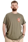 Mode XL Büyük Beden Erkek T-shirt NO GUEST LIST 23152 Haki thumbnail 1