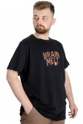 Mode XL Büyük Beden Erkek T-shirt BRAIN MELT 23141 Siyah - 3