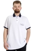 Mode XL Büyük Beden Erkek Polo T-shirt SAILING 23344 Beyaz - 1