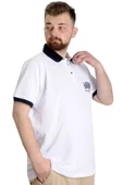 Mode XL Büyük Beden Erkek Polo T-shirt LONDON 23350 Beyaz thumbnail 3