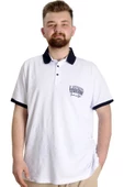 Mode XL Büyük Beden Erkek Polo T-shirt LONDON 23350 Beyaz thumbnail 1