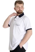 Mode XL Büyük Beden Erkek Polo T-shirt SAILING 23344 Beyaz - 2