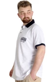 Mode XL Büyük Beden Erkek Polo T-shirt LONDON 23350 Beyaz thumbnail 2