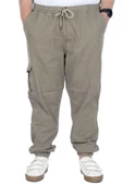 Mode XL Büyük Beden Erkek Gabardin Kargo Jogger Pantolon Doğa 21927 Bej - 1