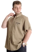Mode XL Erkek Büyük Beden Gabardin Gömlek LEADER 23305 Kahverengi - 2
