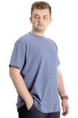 Mode XL Büyük Beden Erkek T-shirt Bisiklet Yaka WAFFLE 20033 Koyu Mavi - 2