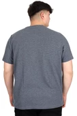 Mode XL Büyük Beden Erkek T-shirt Bisiklet Yaka WAFFLE 20033 Koyu Mavi - 8