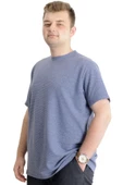 Mode XL Büyük Beden Erkek T-shirt Bisiklet Yaka WAFFLE 20033 Koyu Mavi - 3