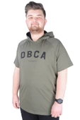 Mode XL Büyük Beden Tshirt Kapşonlu DBCA 22119 Haki thumbnail 4