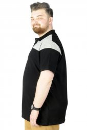 Mode XL Büyük Beden T-Shirt Polo Double Color 22337 Siyah thumbnail 2