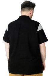 Mode XL Büyük Beden T-Shirt Polo Double Color 22337 Siyah thumbnail 3