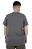 Mode XL Büyük Beden T-Shirt Bisiklet Yaka Human 22168 Antramelanj thumbnail 3