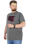 Mode XL Büyük Beden T-Shirt Bisiklet Yaka Bridge 22167 Antramelanj thumbnail 1