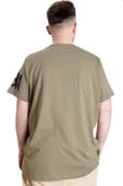 Mode XL Büyük Beden Erkek Baskılı T-shirt 23156 Haki thumbnail 4