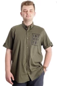 Mode XL Erkek Büyük Beden Gabardin Gömlek INTROVERT 23304 Haki - 1