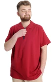 Mode XL T-shirt Polo Likralı Fermuarlı Yaka 21029 Bordo thumbnail 2