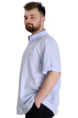 Mode XL Büyük Beden Erkek Keten Likralı Gömlek 20393 Açık Mavi thumbnail 2
