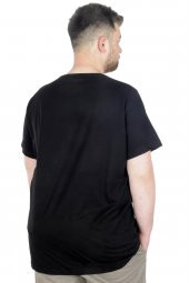 Mode XL Büyük Beden T-Shirt Bisiklet Yaka Birds 22172 Siyah - 2