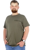 Mode XL Büyük Beden T-Shirt Bisiklet Yaka Human 22168 Haki - 2