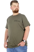 Mode XL Büyük Beden T-Shirt Bisiklet Yaka Human 22168 Haki - 1
