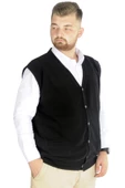Mode XL Büyük Beden Erkek Yelek Pıtırcık Selanik Düğmeli 20545 Siyah thumbnail 2