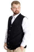 Mode XL Büyük Beden Erkek Yelek Pıtırcık Selanik Düğmeli 20545 Siyah thumbnail 9