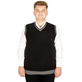 Mode XL Büyük Beden Erkek Süeter Vanize Selanik 20547 Siyah - 1