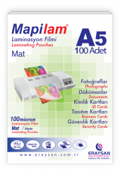 MAPİLAM 100 MİC. MAT LAMİNASYON FİLMİ(A5)100 LÜ - 1