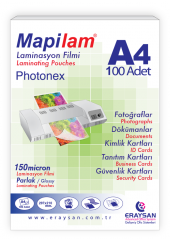MAPİLAM 150 MİC. SICAK PHOTONEX LAMİN. FİLMİ (A4) 100 LÜ - 1