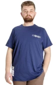 Mode XL Büyük Beden Erkek T-shirt TELEPATHIC 23132 İndigo - 1
