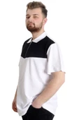 Mode XL Büyük Beden Erkek T-shirt Polo FRAGMENTED 23325 Beyaz thumbnail 3