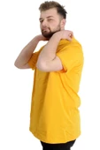 Mode XL Büyük Beden Erkek T-shirt Kapşonlu Kısa Kol 23118 Hardal - 3