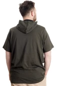 Mode XL Büyük Beden Erkek T-shirt Kapşonlu MUHAMMAD 23120 Haki - 4