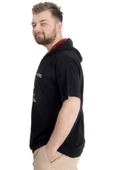 Mode XL Büyük Beden Erkek T-shirt Kapşonlu MUHAMMAD 23120 Siyah - 3