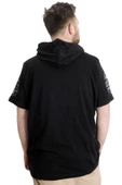 Mode XL Büyük Beden Erkek T-shirt Kapşonlu BORN TO BE WILD 23122 Siyah thumbnail 4