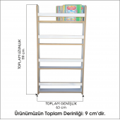 Montessori Çocuk Odası Eğitici Kitaplık 4 Raflı Mdf Kitaplık - Duvar Rafı - 3