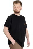 Mode XL Büyük Beden Erkek T-shirt BEST SCORE 23134 Siyah thumbnail 3