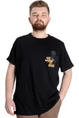 Mode XL Büyük Beden Erkek T-shirt BEST SCORE 23134 Siyah thumbnail 1